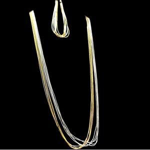 10 Strand 925 Liquid Silver 12kgf Necklace Bracelet Set